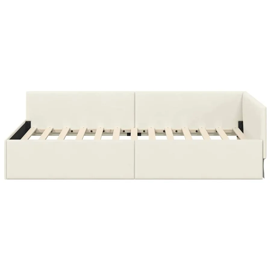 Cadre de lit d'angle Crème 90 cm x 200 cm Velours - 5