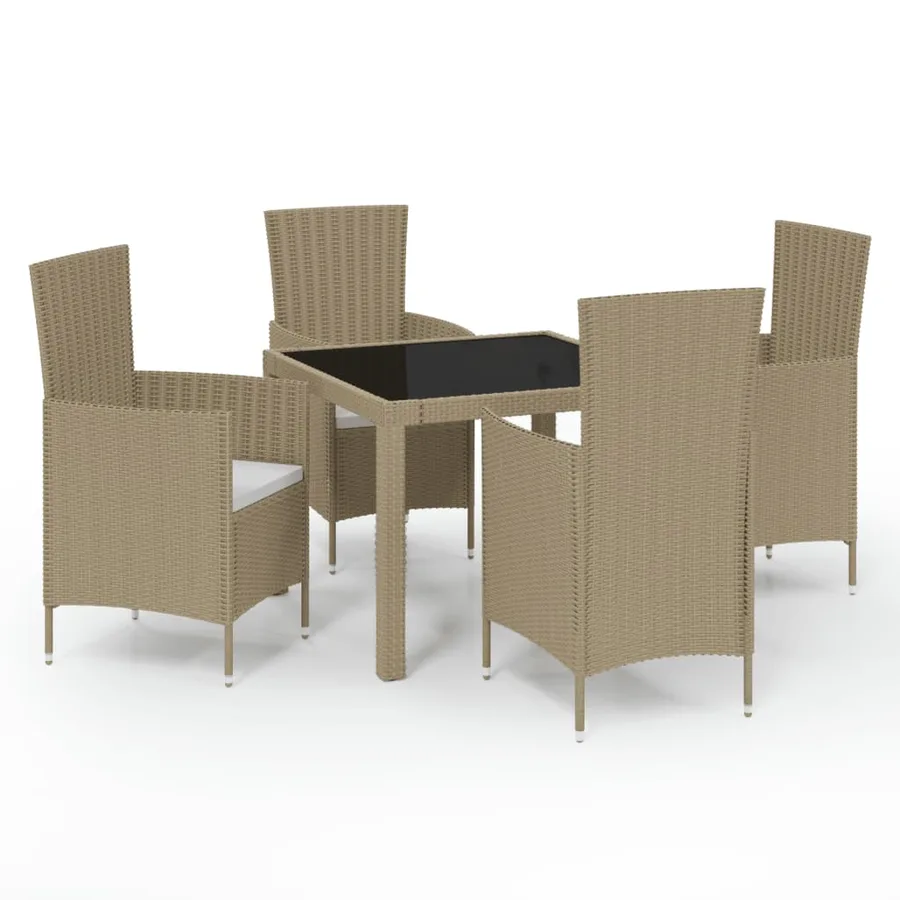 Ensemble à manger d'extérieur 5 pcs coussins Résine tressée - 2