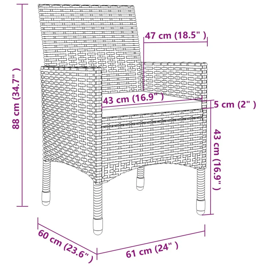 Ensemble à manger d'extérieur 5 pcs coussins Résine tressée - 4