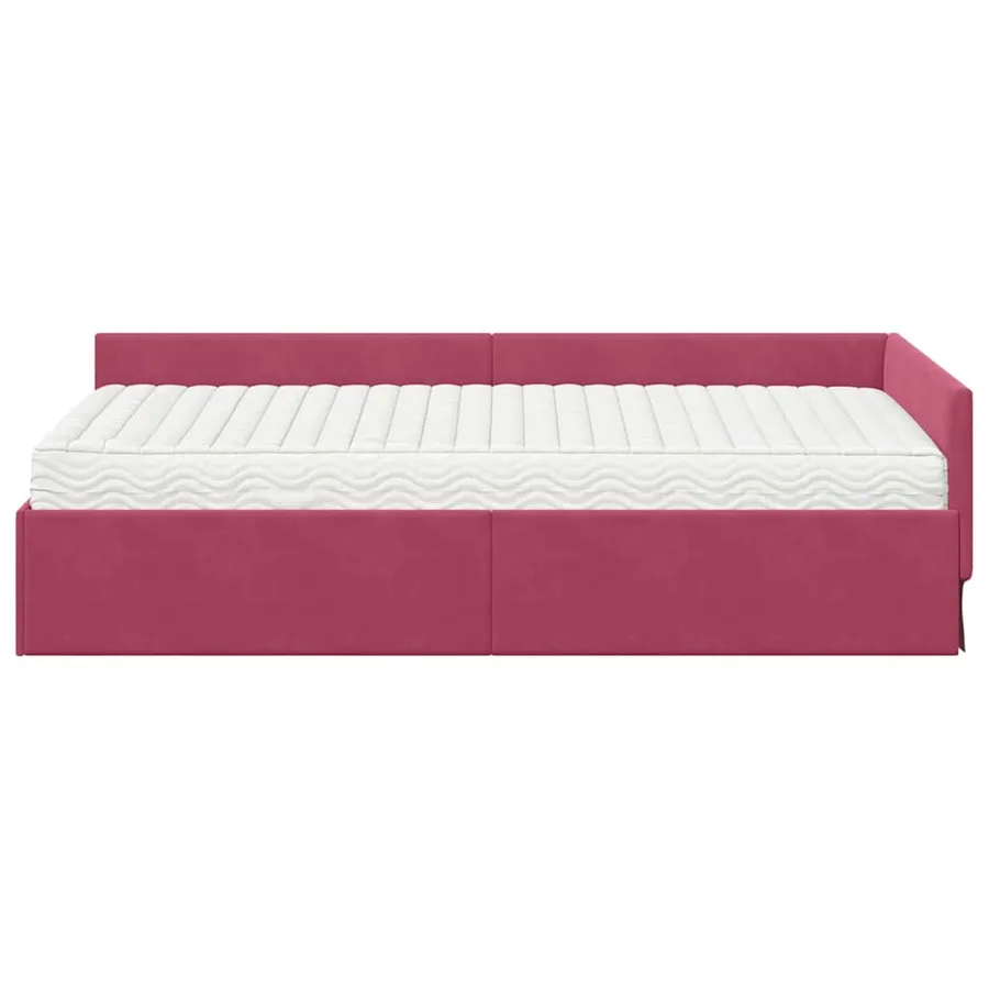 Cadre de lit d'angle avec matelas Autre 2 pcs Vert Velours - 5