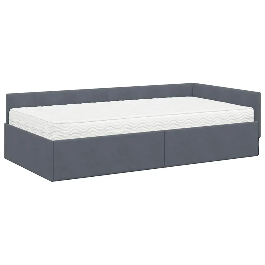 Cadre de lit d'angle avec matelas Autre 2 pcs Gris Velours - 4