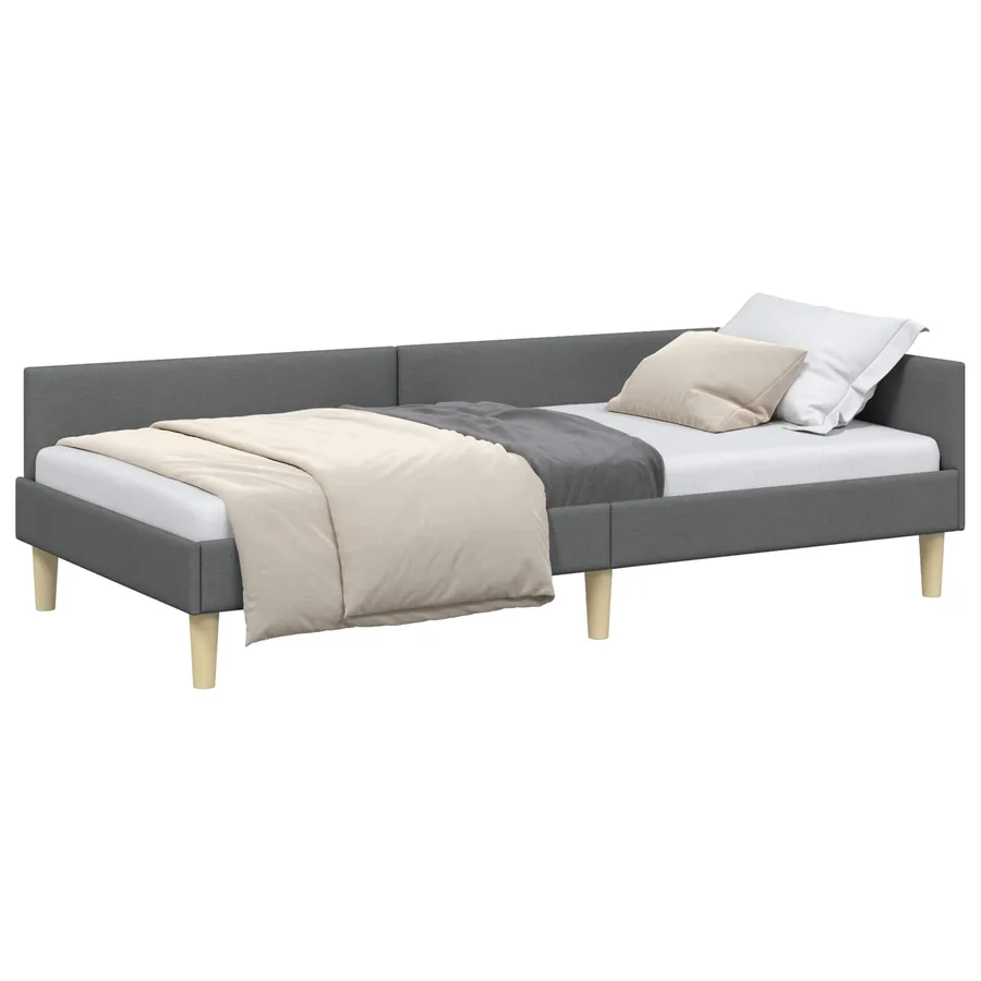 Cadre de lit d'angle Gris foncé 90 x 190 cm tissu - 2