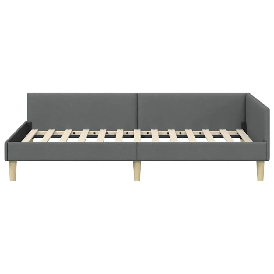 Cadre de lit d'angle Gris foncé 90 x 190 cm tissu - 5