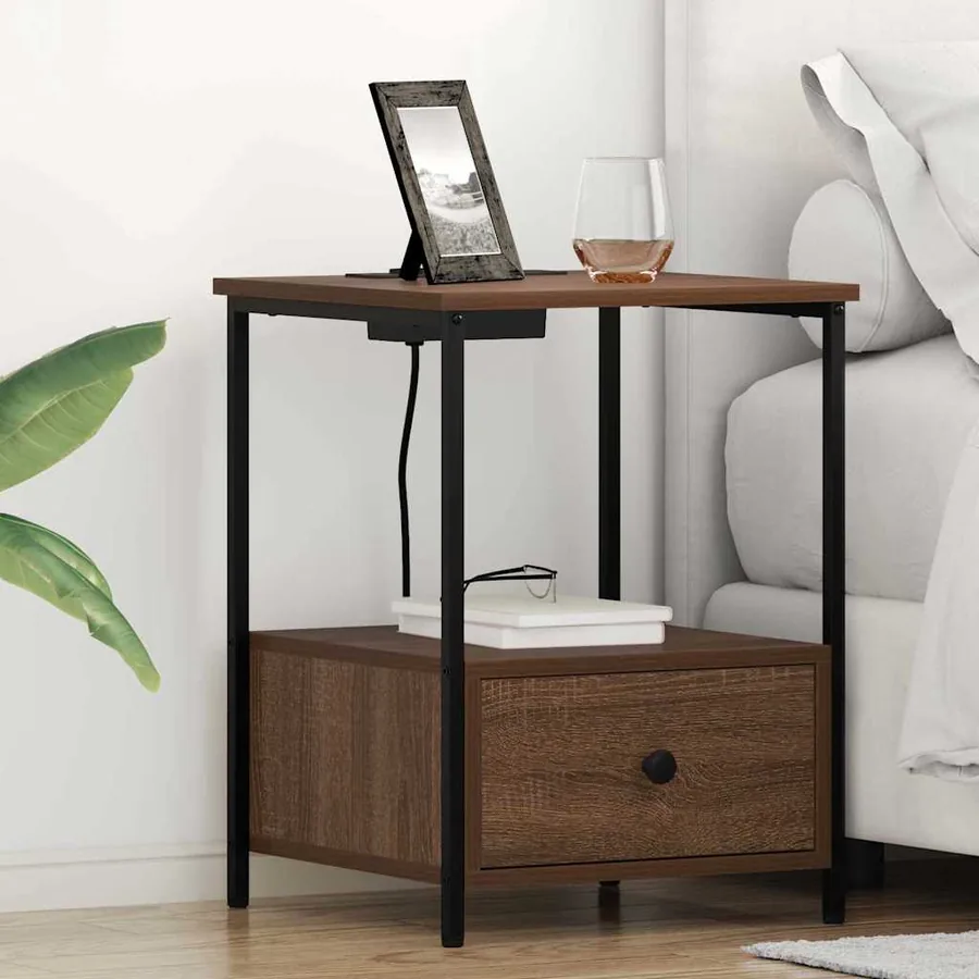 Cabinet de chevet avec tiroir 2 pcs Chêne brun 42 x 41 x 56 cm