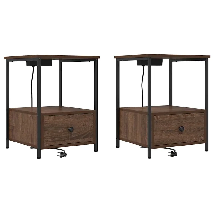 Cabinet de chevet avec tiroir 2 pcs Chêne brun 42 x 41 x 56 cm - 2