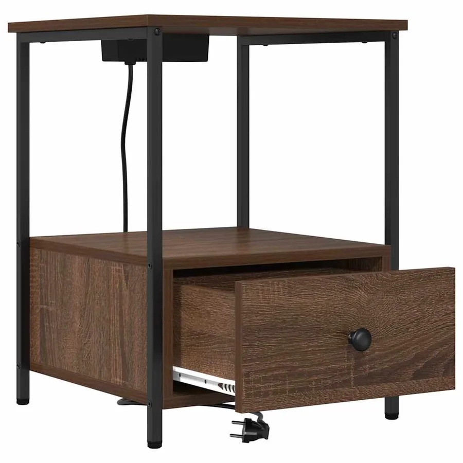 Cabinet de chevet avec tiroir 2 pcs Chêne brun 42 x 41 x 56 cm - 5