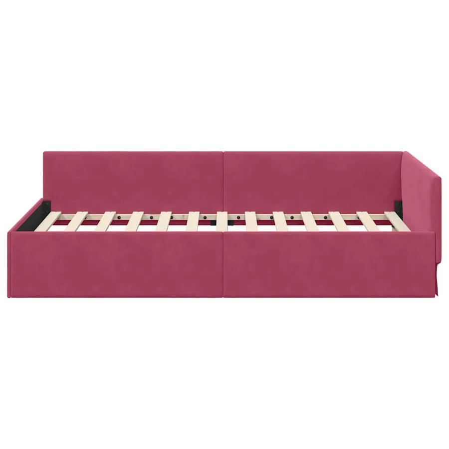 Cadre de lit d'angle Bordeaux 100 cm x 200 cm Velours - 5