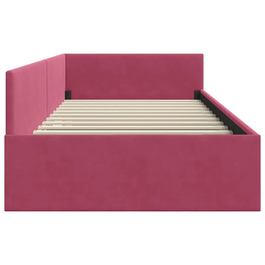 Cadre de lit d'angle Bordeaux 100 cm x 200 cm Velours - 6