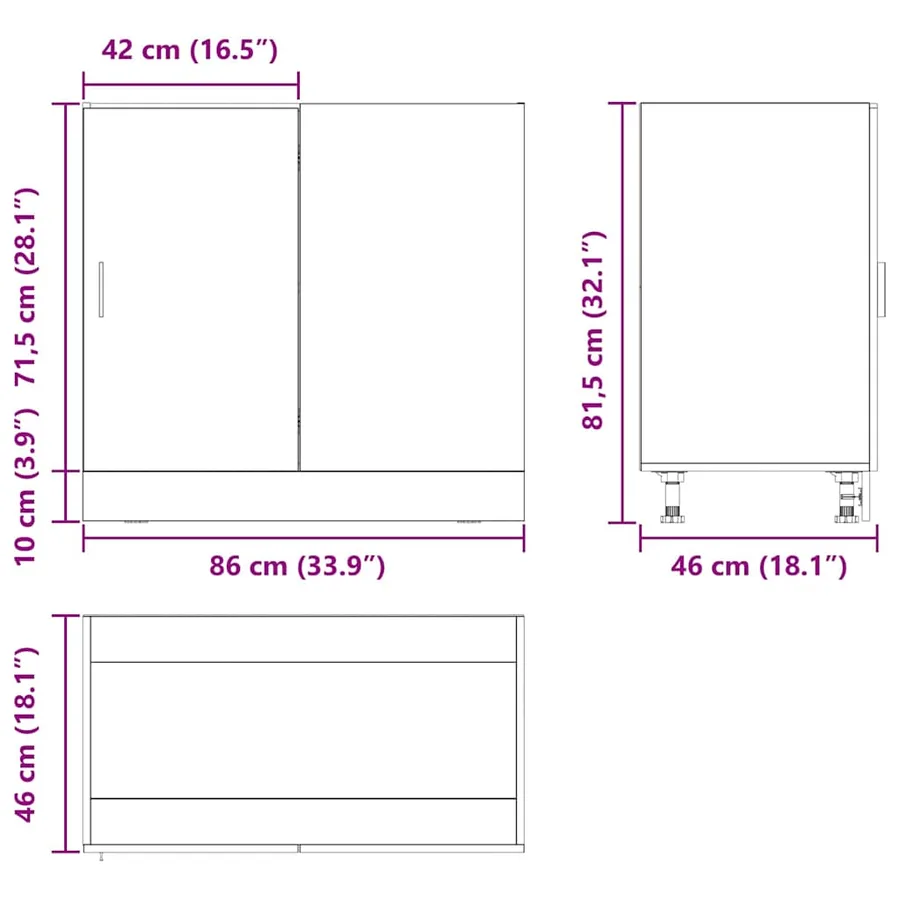 Meuble de cuisine d'angle Chêne noir 86 x 46 x 81,5 cm - 14