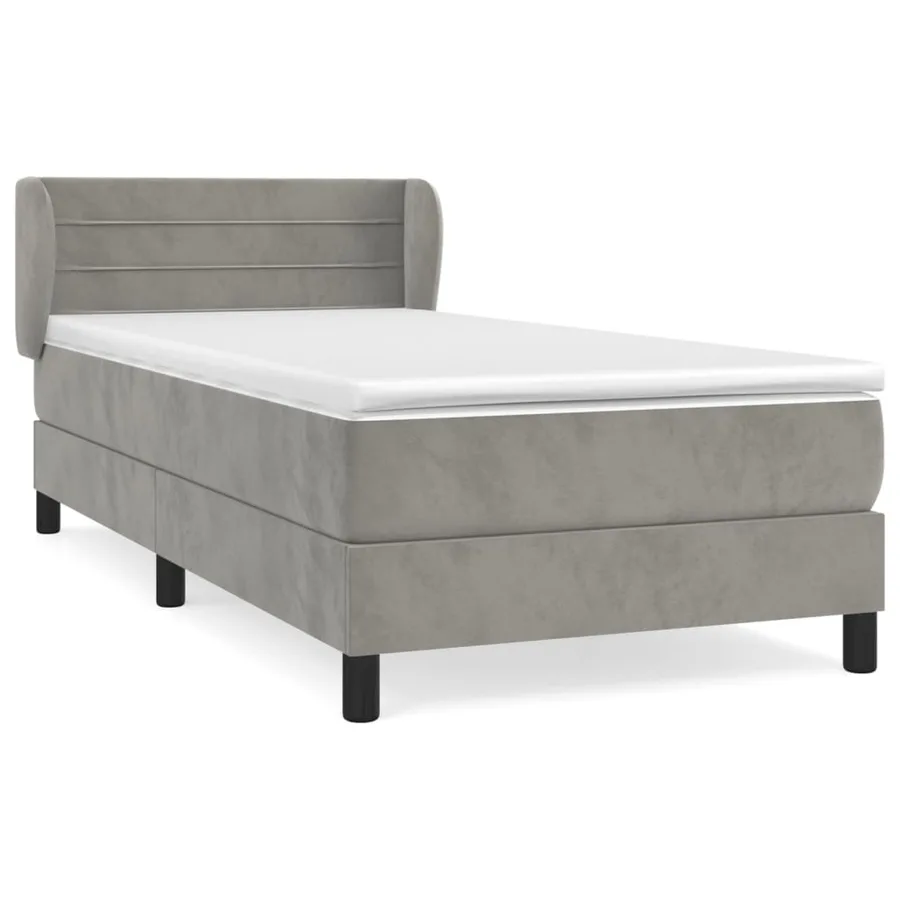 Sommier à lattes de lit et matelas Gris clair 90x200 cm Velours - 2