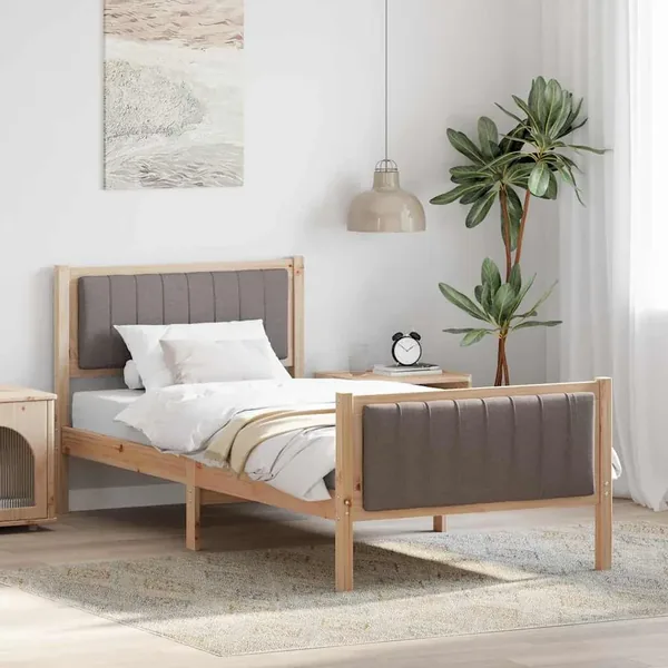 Cadre de lit Marron et taupe 90 x 200 cm Bois massif en pin