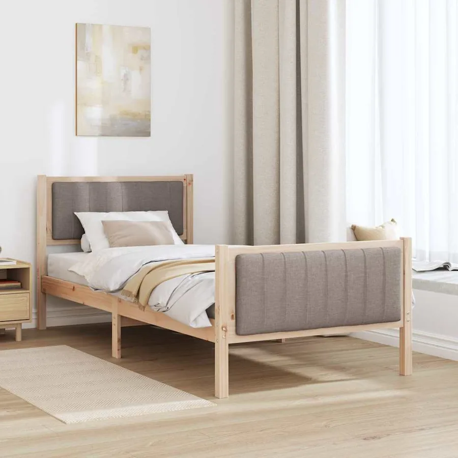 Cadre de lit Marron et taupe 90 x 200 cm Bois massif en pin - 4