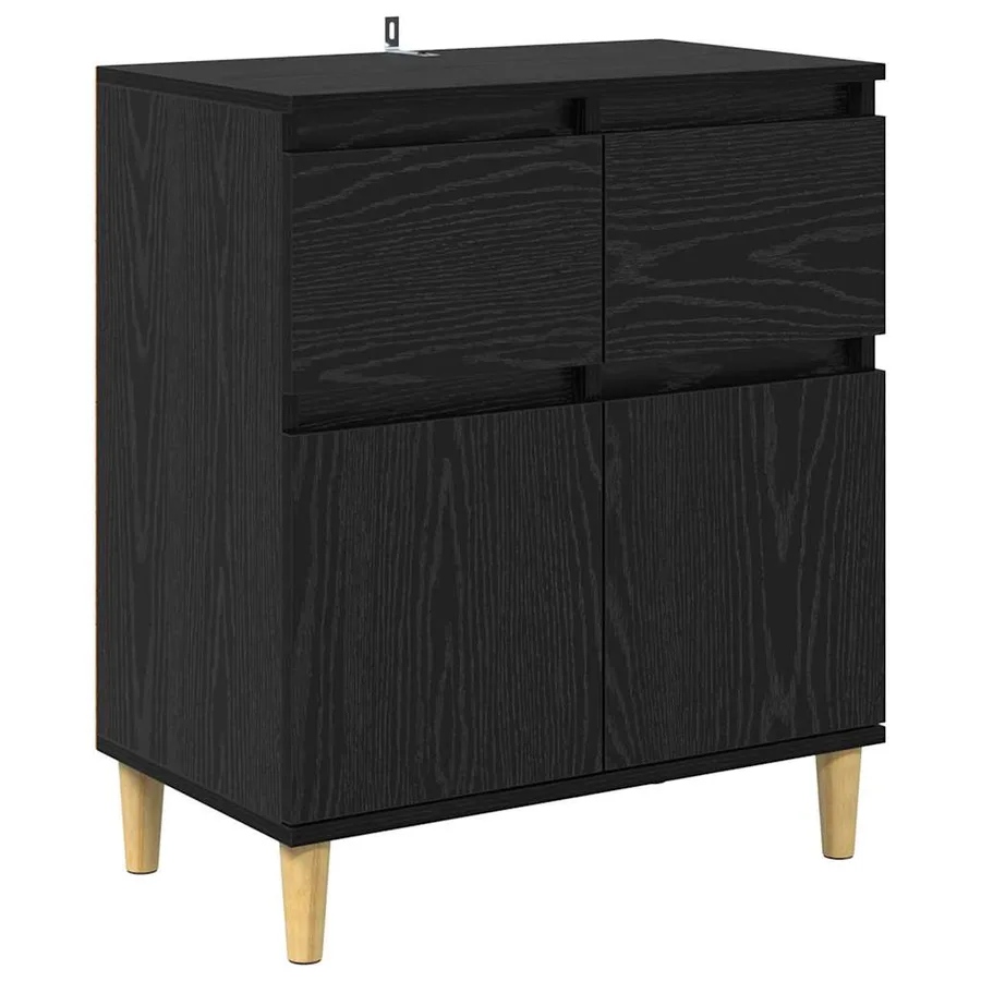 Buffet avec tiroir Chêne noir 60 x 35 x 70 cm Bois d'ingénierie - 2