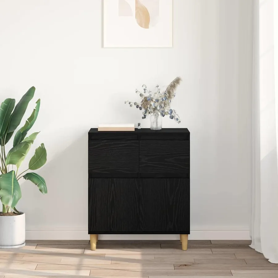 Buffet avec tiroir Chêne noir 60 x 35 x 70 cm Bois d'ingénierie - 4