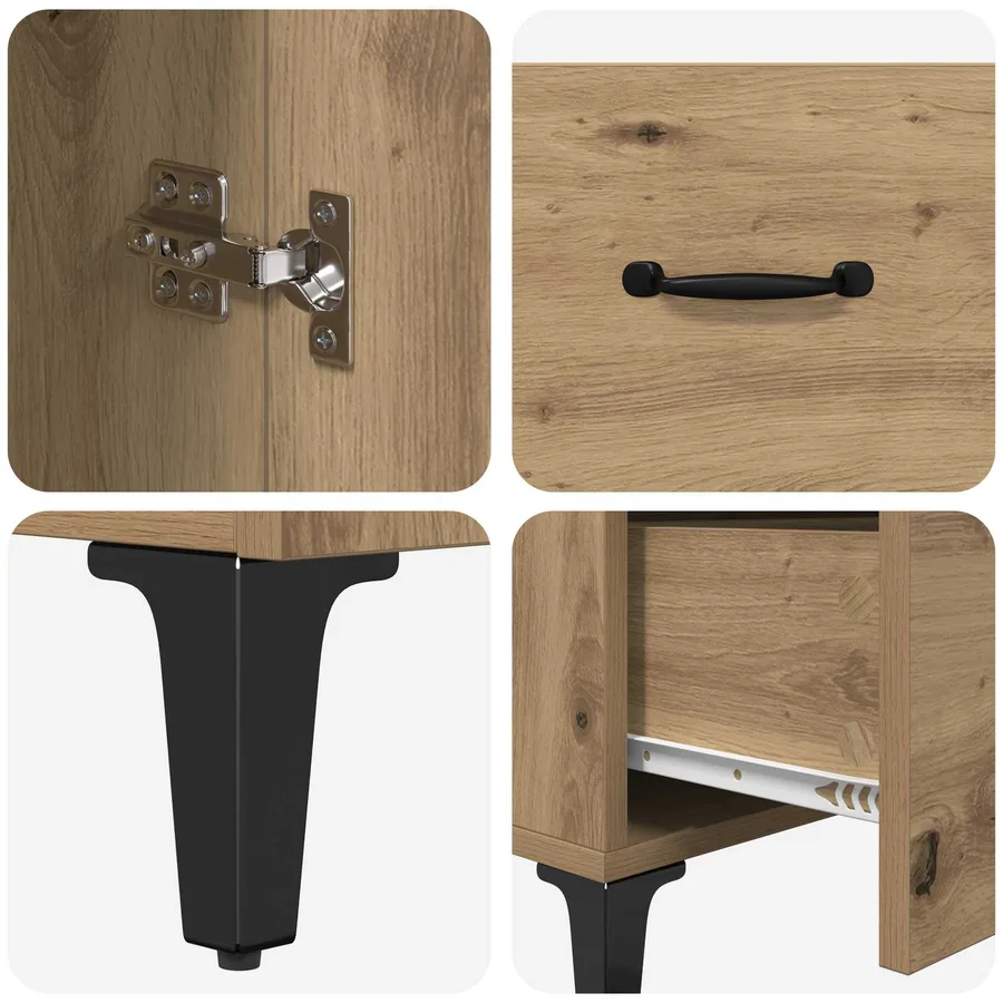 Buffet Chêne artisanal 69,5 x 34 x 90 cm Bois d'ingénierie - 9