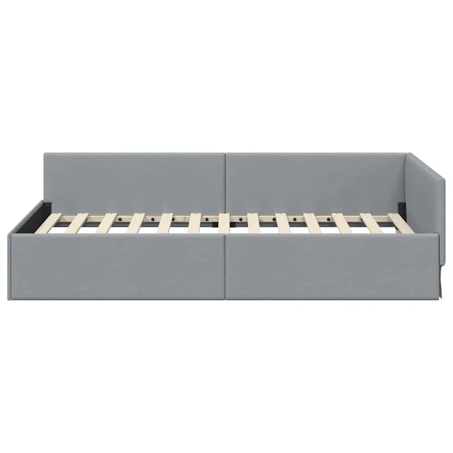 Cadre de lit d'angle Gris clair 90 cm x 200 cm tissu - 5