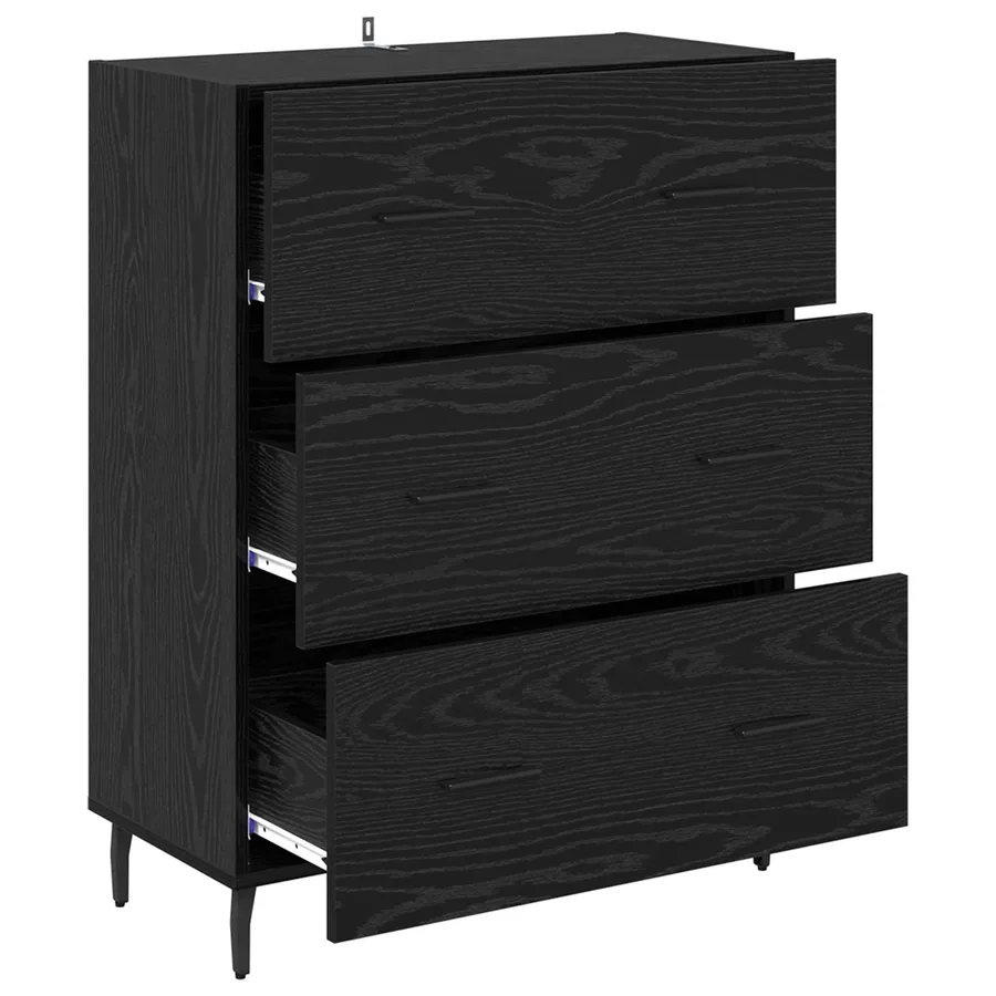 Buffet Chêne noir 69,5 x 34 x 90 cm Bois d'ingénierie et fer - 5