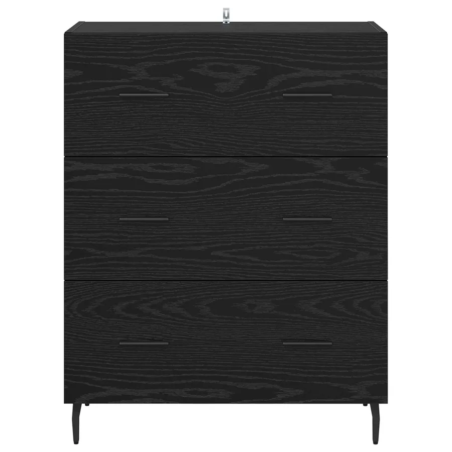 Buffet Chêne noir 69,5 x 34 x 90 cm Bois d'ingénierie et fer - 6