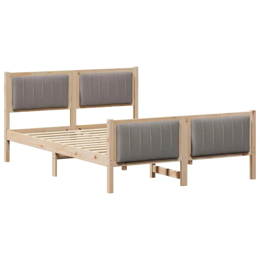 Cadre de lit Marron et taupe 140 x 190 cm Bois massif en pin - 2