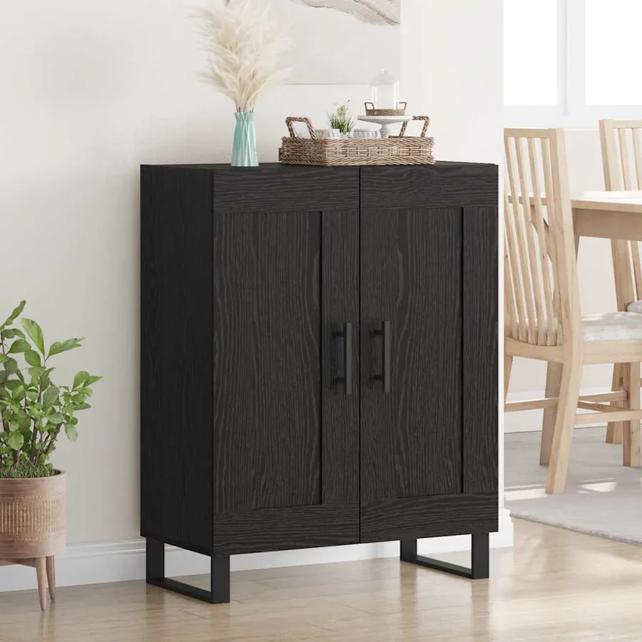 Buffet Chêne noir 69,5 x 34 x 90 cm Bois d'ingénierie et fer