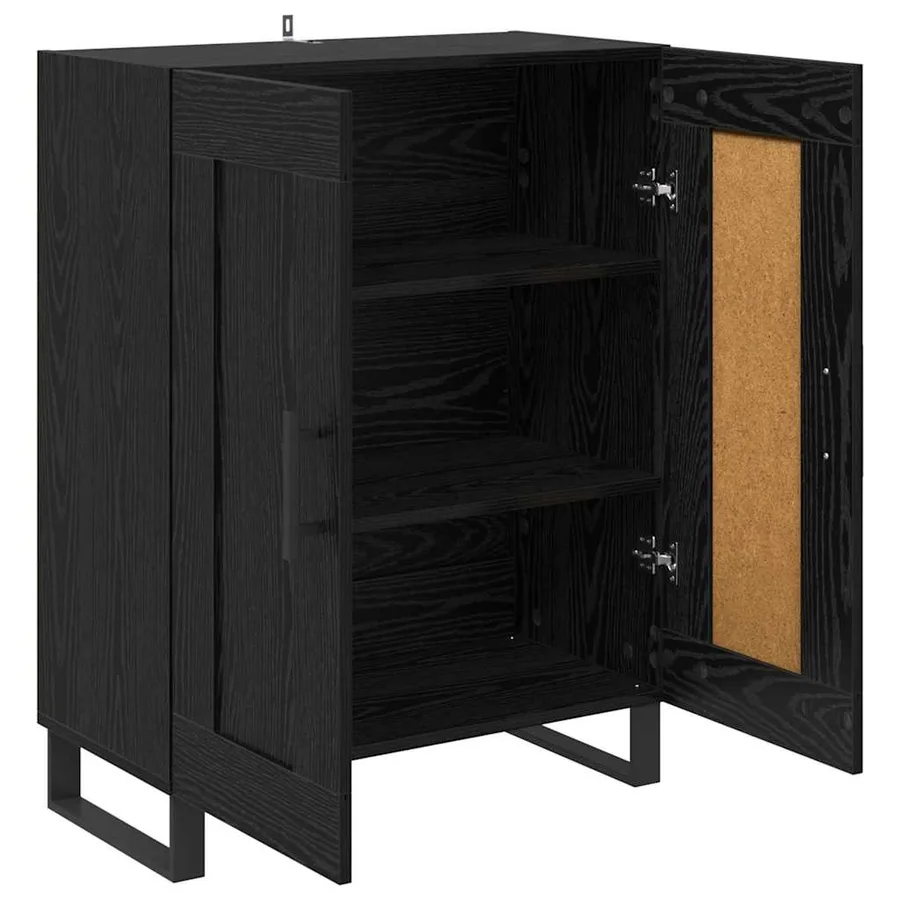 Buffet Chêne noir 69,5 x 34 x 90 cm Bois d'ingénierie et fer - 5