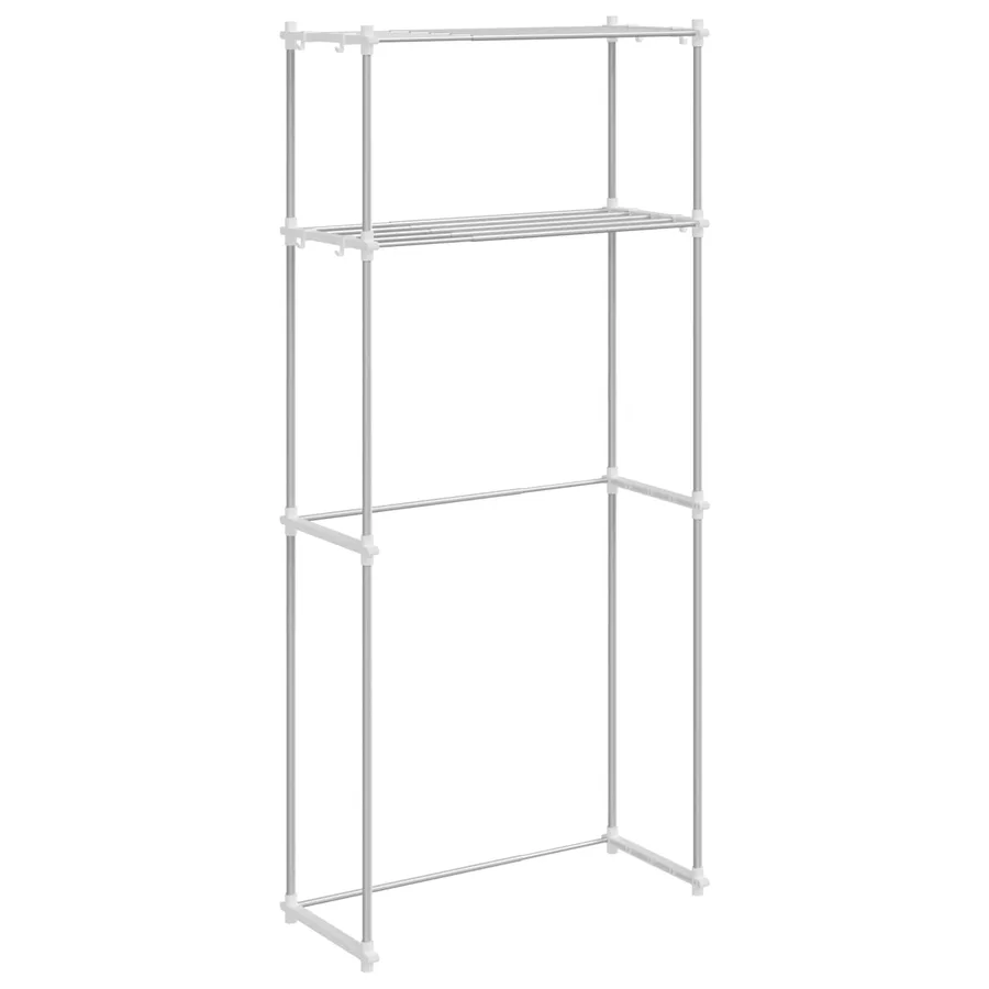 Étagère pour machine à laver Blanc 70 x 27 x 136 cm Aluminium - 2