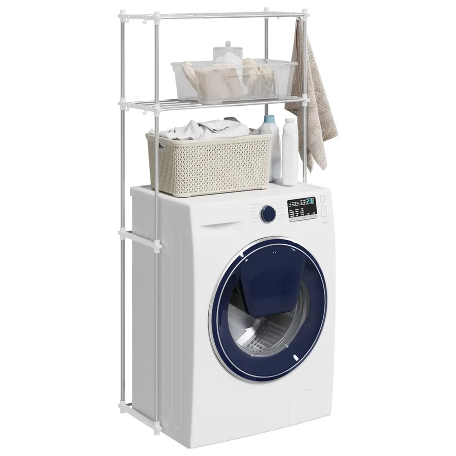 Étagère pour machine à laver Blanc 70 x 27 x 136 cm Aluminium - 3
