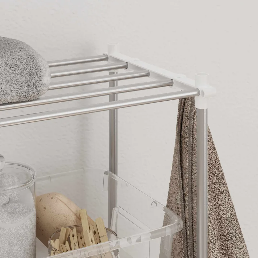 Étagère pour machine à laver Blanc 70 x 27 x 136 cm Aluminium - 4