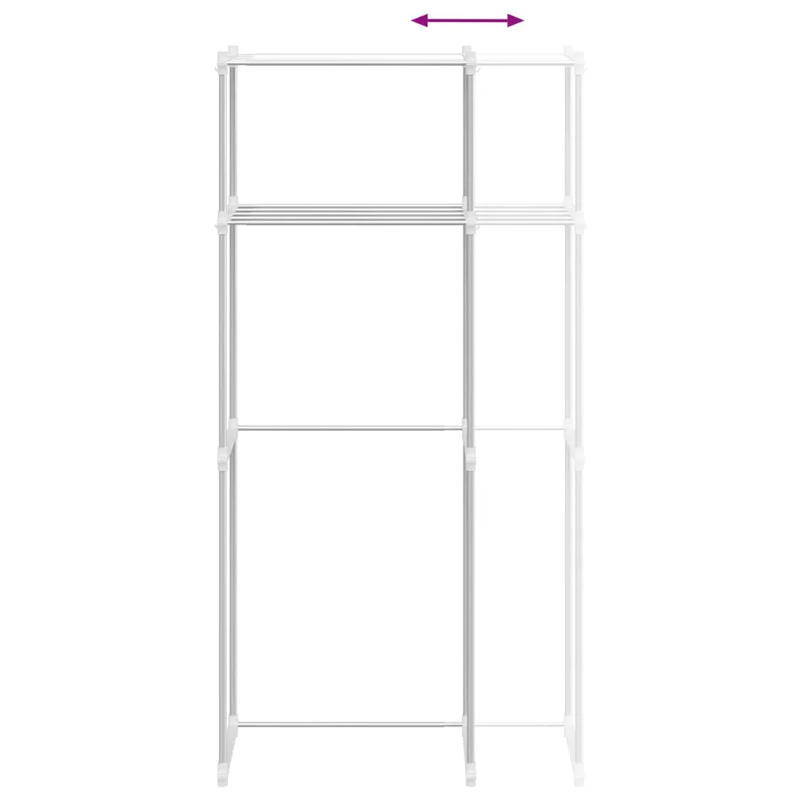 Étagère pour machine à laver Blanc 70 x 27 x 136 cm Aluminium - 8