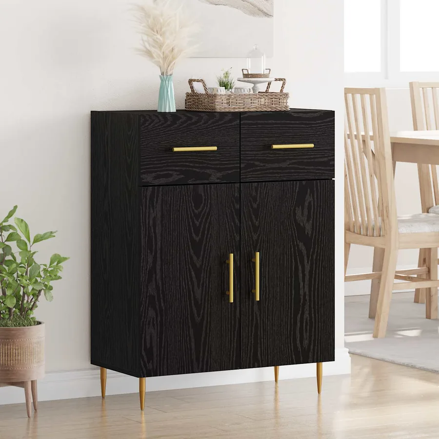 Buffet Chêne noir 69,5 x 34 x 90 cm Bois d'ingénierie