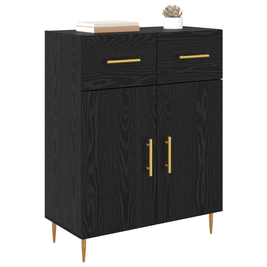 Buffet Chêne noir 69,5 x 34 x 90 cm Bois d'ingénierie - 3