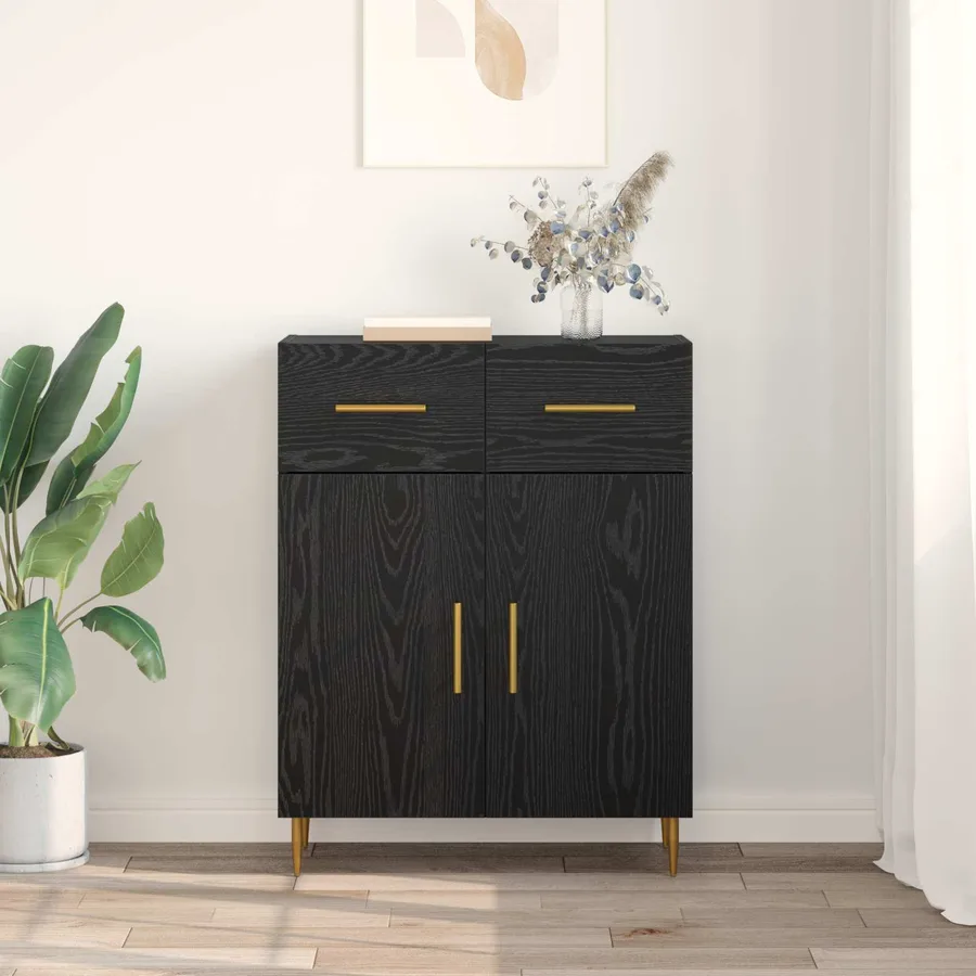 Buffet Chêne noir 69,5 x 34 x 90 cm Bois d'ingénierie - 4