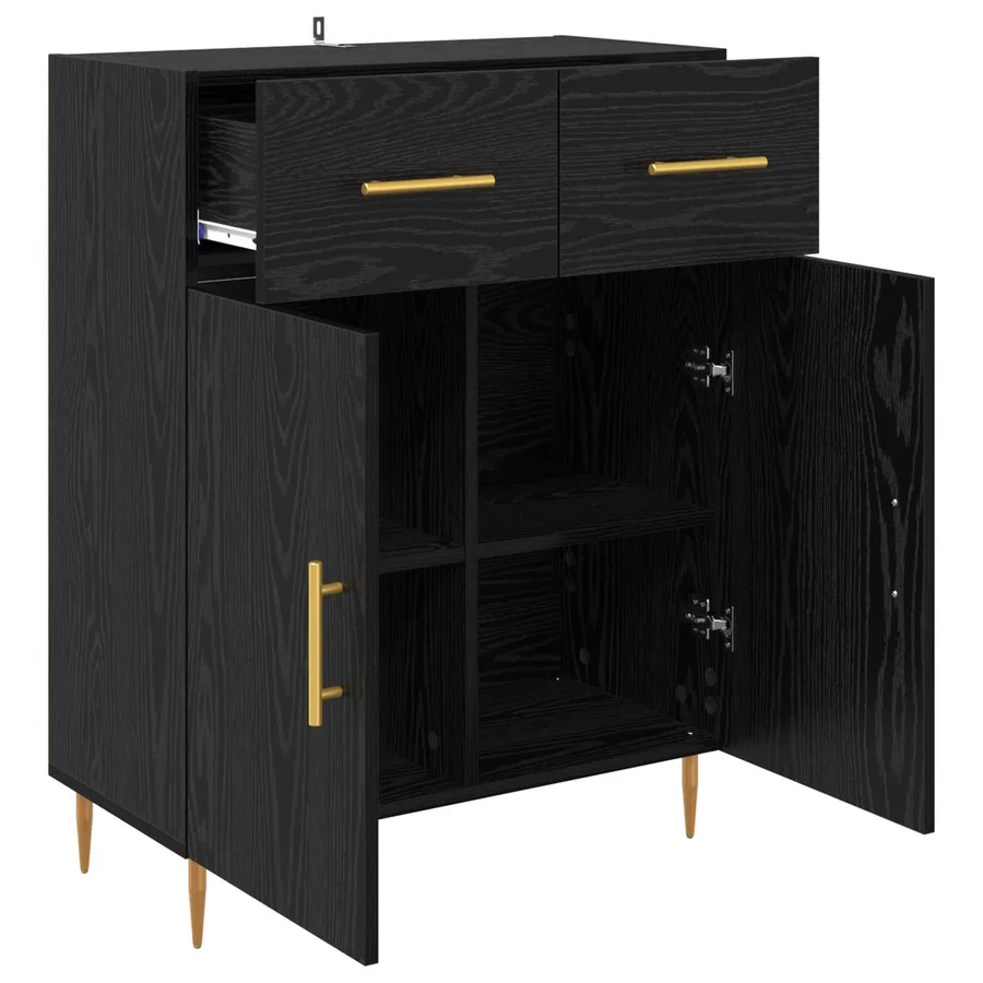 Buffet Chêne noir 69,5 x 34 x 90 cm Bois d'ingénierie - 5