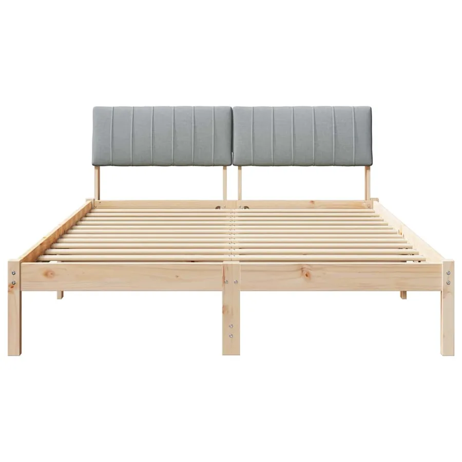 Cadre de lit avec tête de lit Marron et gris clair 135 x 190 cm - 5