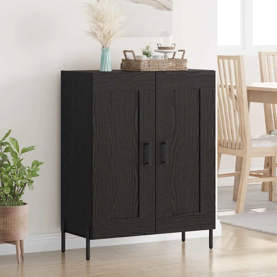 Buffet Chêne noir 69,5 x 34 x 90 cm Bois d'ingénierie et fer
