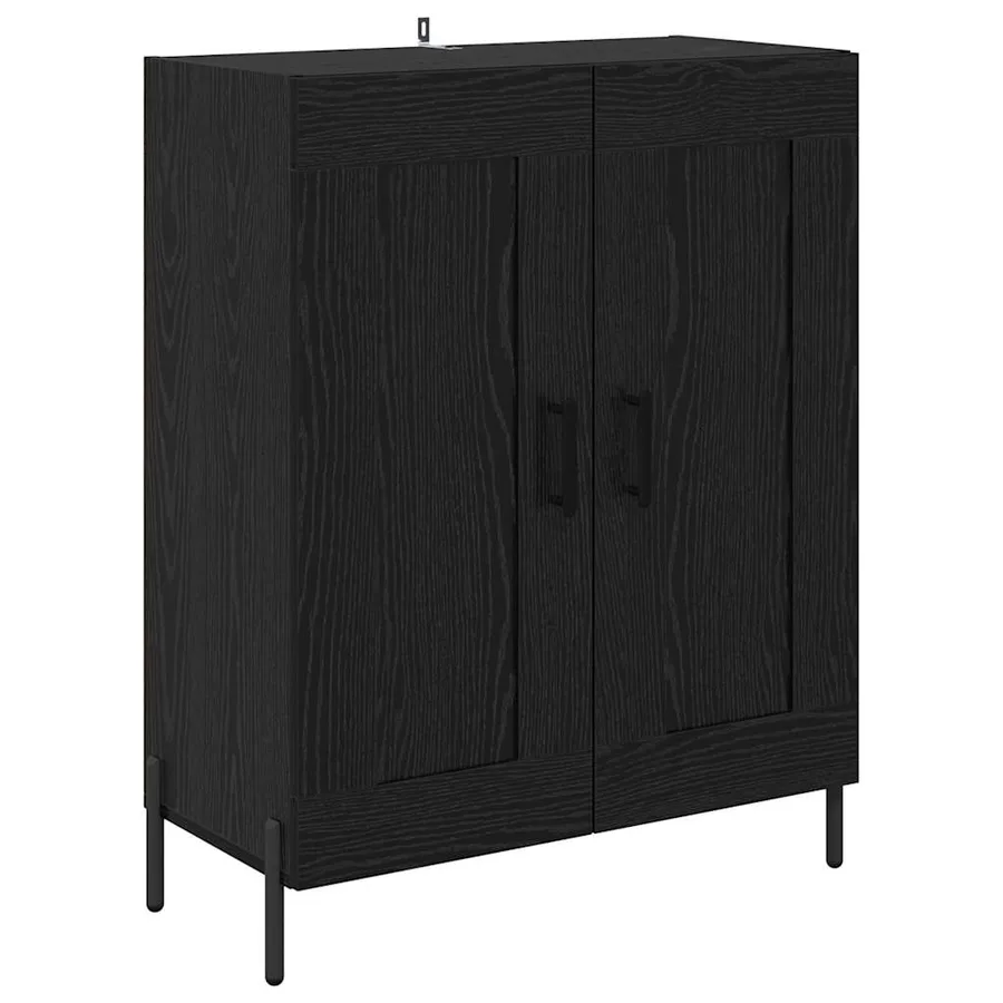Buffet Chêne noir 69,5 x 34 x 90 cm Bois d'ingénierie et fer - 2