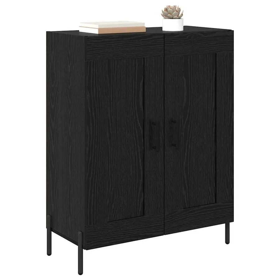 Buffet Chêne noir 69,5 x 34 x 90 cm Bois d'ingénierie et fer - 3