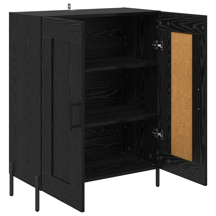 Buffet Chêne noir 69,5 x 34 x 90 cm Bois d'ingénierie et fer - 5