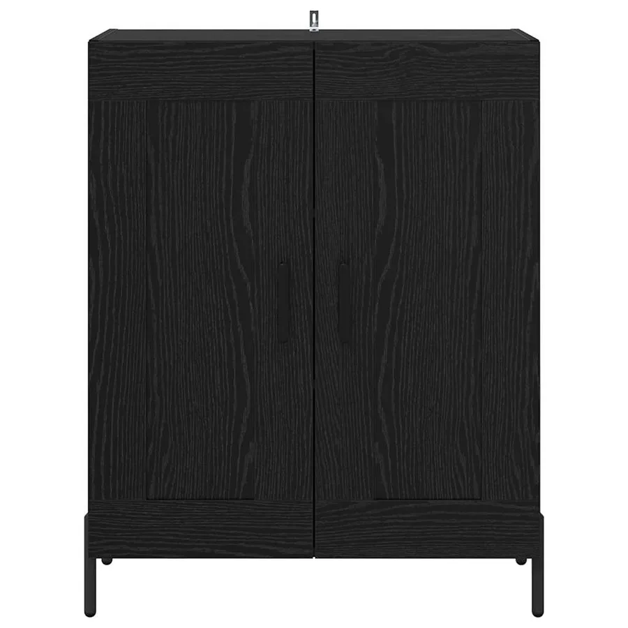 Buffet Chêne noir 69,5 x 34 x 90 cm Bois d'ingénierie et fer - 6