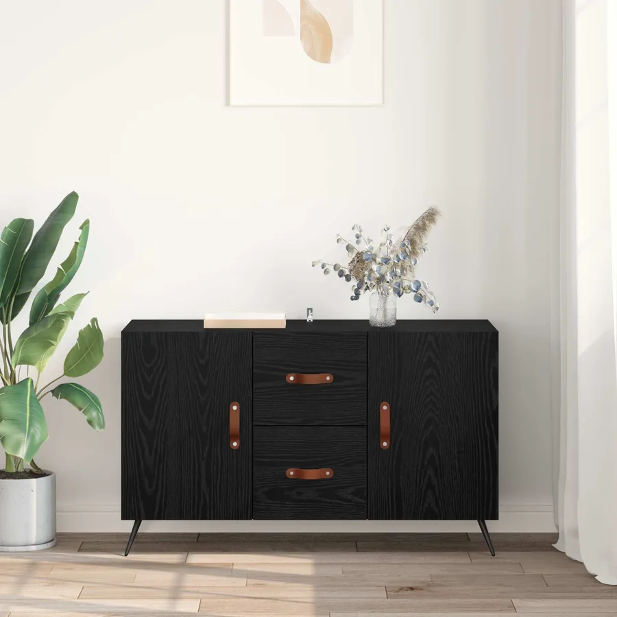 Buffet Chêne noir 100 x 36 x 60 cm Bois d'ingénierie - 4