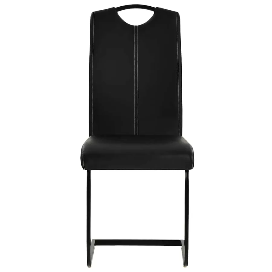 Chaises à manger cantilever lot de 2 noir similicuir - 3