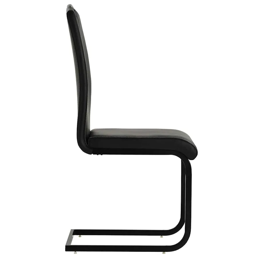 Chaises à manger cantilever lot de 2 noir similicuir - 4