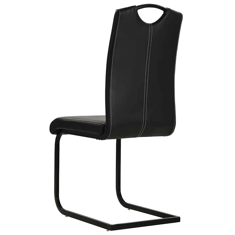 Chaises à manger cantilever lot de 2 noir similicuir - 5