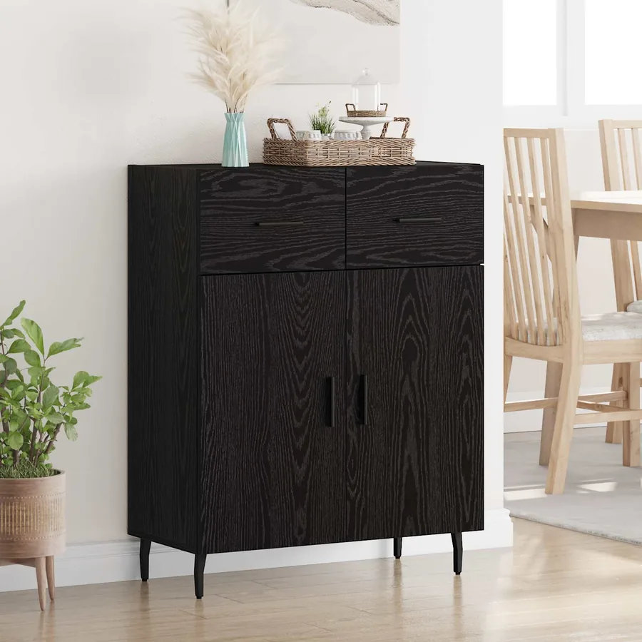 Buffet Chêne noir 69,5 x 34 x 90 cm Bois d'ingénierie