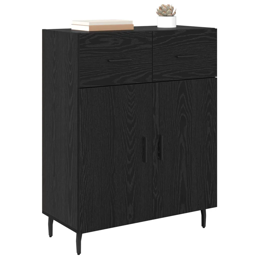Buffet Chêne noir 69,5 x 34 x 90 cm Bois d'ingénierie - 3