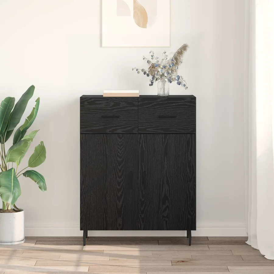 Buffet Chêne noir 69,5 x 34 x 90 cm Bois d'ingénierie - 4