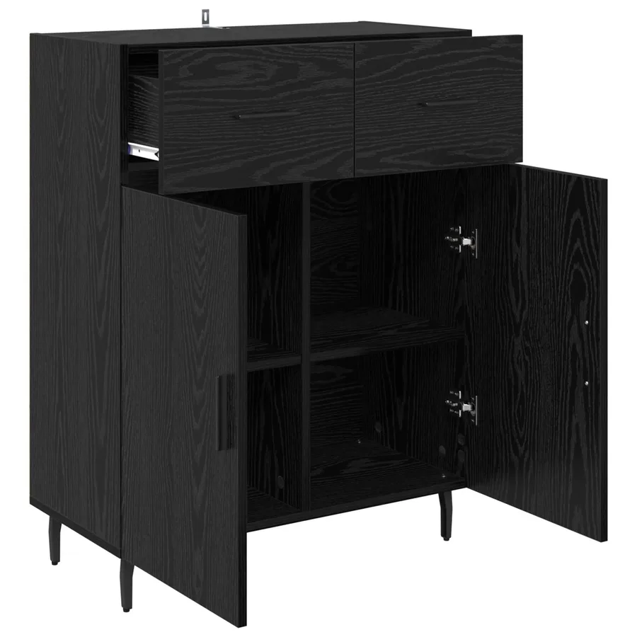 Buffet Chêne noir 69,5 x 34 x 90 cm Bois d'ingénierie - 5