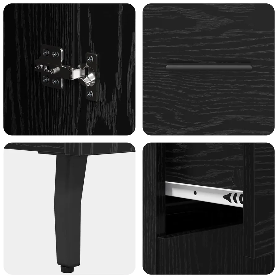 Buffet Chêne noir 69,5 x 34 x 90 cm Bois d'ingénierie - 9