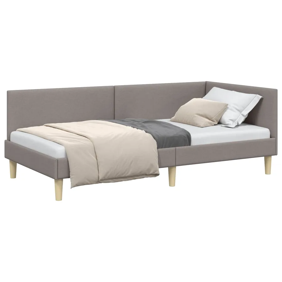 Cadre de lit d'angle avec tête de lit Taupe 100 cm x 200 cm - 2