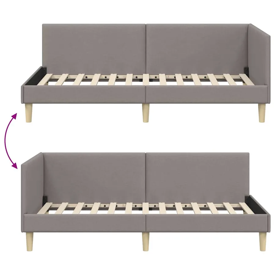 Cadre de lit d'angle avec tête de lit Taupe 100 cm x 200 cm - 9
